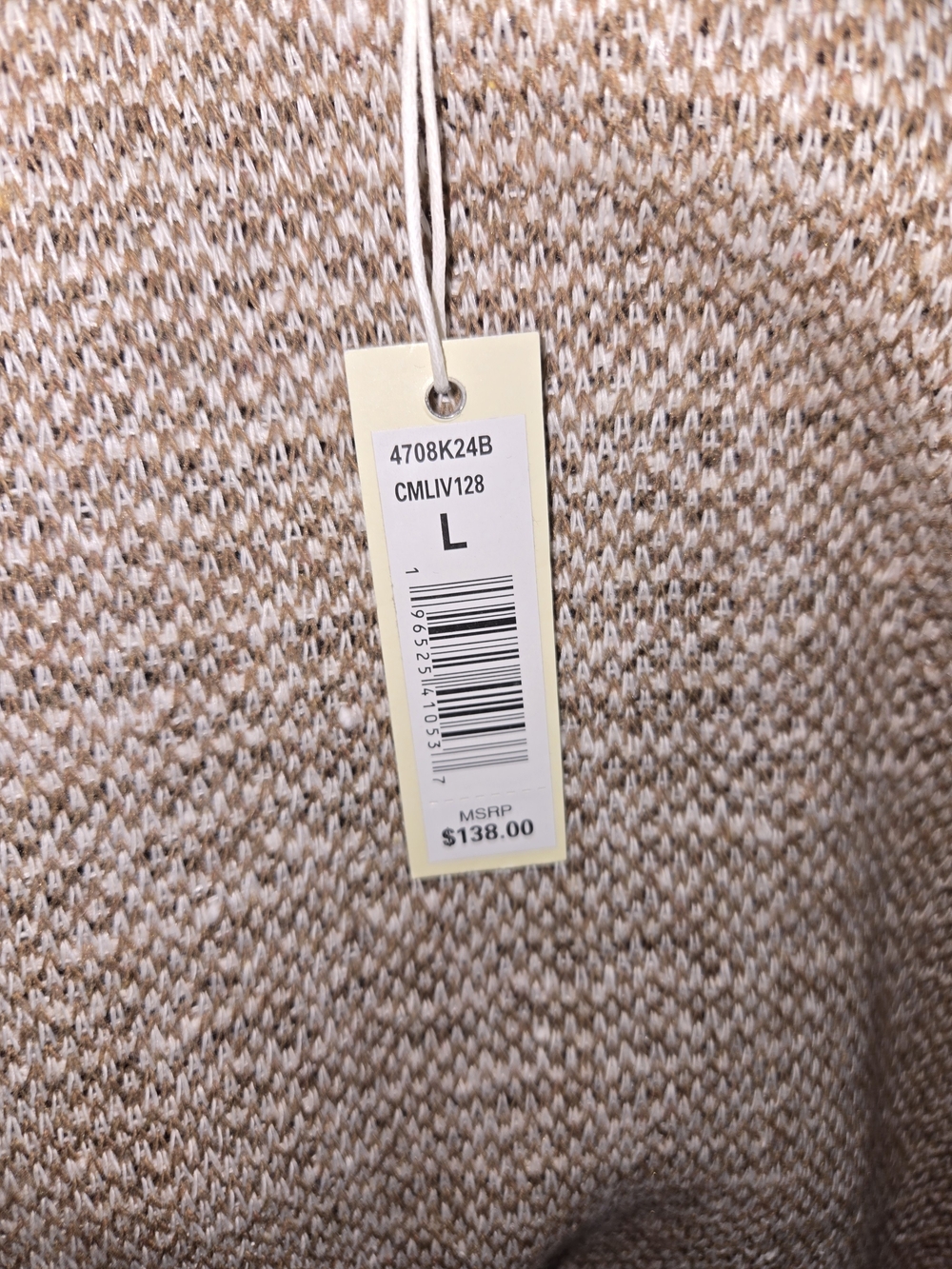Max Studio Beige and Cream Marled Crewneck Sweater